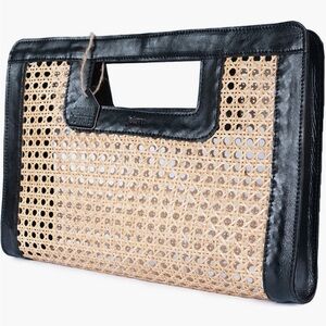 Jelavu Delmar Rattan & Leather Frame
Clutch. NWT